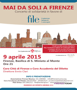 ''Mai da soli a Firenze'' il concerto di solidarietà a San Miniato al Monte