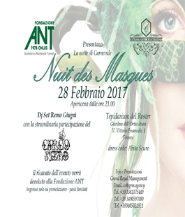 Nuit Des Masques: il Carnevale benefico al Giardino dell'Orticoltura con la Fondazione ANT
