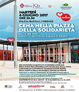 Quartiere 3: ''Cena nella Piazza della Solidarietà'' in Piazza Bartali a Firenze