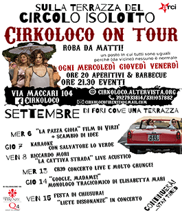 Cirkoloco on tour: le iniziative di Settembre al Circolo Arci Isolotto