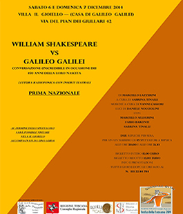 ''William Shakespeare vs Galileo Galilei'': spettacolo a Villa Il Gioiello