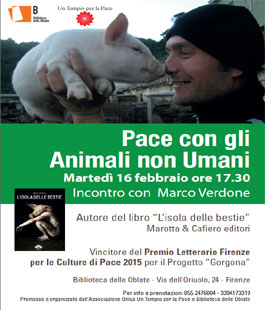 Oblate: Marco Verdone presenta il libro ''Pace con gli animali non umani''