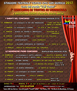 ''Concorso di Teatro in Vernacolo'', gli spettacoli in programma al Teatro SMS San Quirico