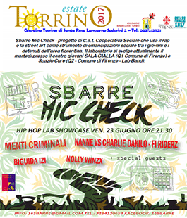 ''Sbarre Mic Check Showcase'', i rapper dei centri giovani al Torrino Estate