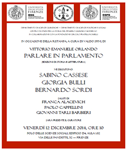 Presentazione del testo di Vittorio Emanuele Orlando ''Parlare in Parlamento'' a cura di Valdo Spini