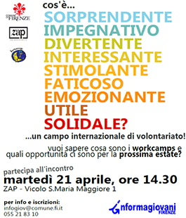 Lunaria: incontro sui campi internazionali di volontariato all'Informagiovani Firenze