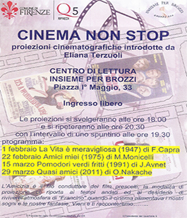 Cinema non stop: rassegna di film sull'amicizia al centro lettura di Brozzi
