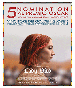 ''Lady Bird'', il film vincitore di due Golden Globe al cinema Spazio Uno