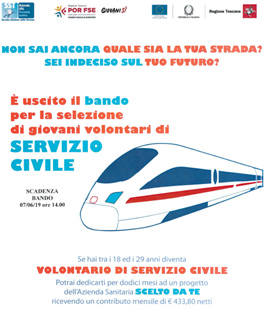 Servizio Civile Regionale: bando per 106 giovani all'Azienda Usl Toscana centro