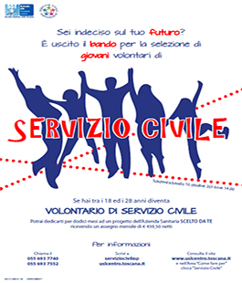 Servizio Civile Nazionale: bando di selezione per 86 volontari all'Azienda USL Toscana centro