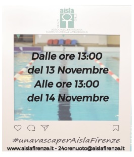 Nuoto e solidarietà: "Una vasca per AISLA Firenze", la settima maratona di 24 ore 