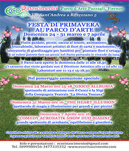 Appuntamenti con la "Festa di Primavera" al Parco d'Arte Pazzagli di Firenze