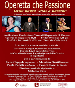 Operetta "Che passione 2", concerto di Omega Musica all'Auditorium CR Firenze