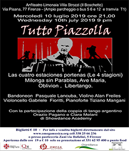 "Tutto Piazzolla", concerto all'anfiteatro della Limonaia di Villa Strozzi a Firenze