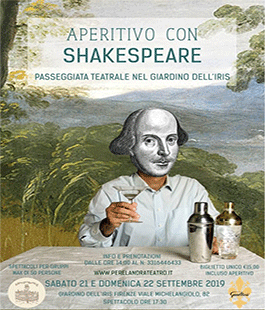 "Aperitivo con Shakespeare", passeggiata teatrale nel giardino dell'Iris