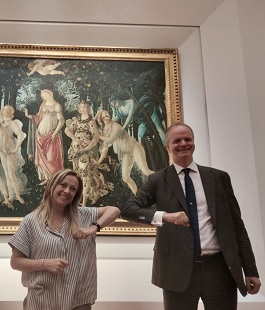 Giorgia Meloni in visita alla Galleria degli Uffizi di Firenze