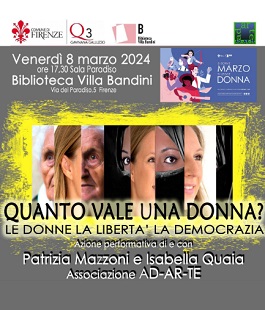 "Quanto vale una donna?", Patrizia Mazzoni e Isabella Quaia alla Biblioteca Villa Bandini