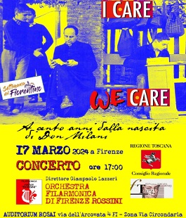 "I Care. We Care", Filarmonica di Firenze Rossini in concerto all'Auditorium Ottone Rosai